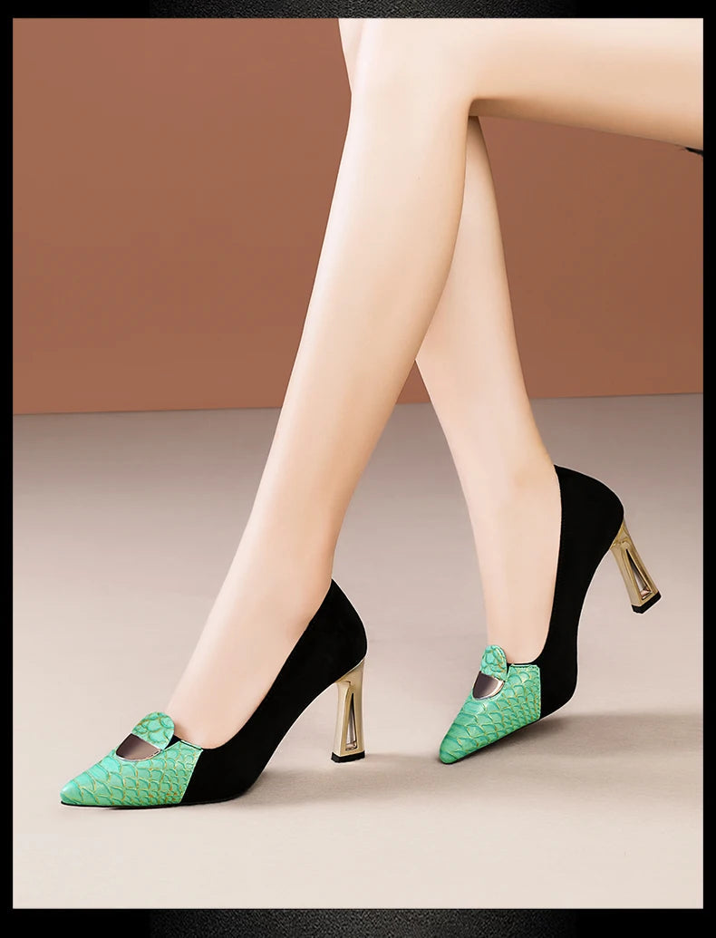 Sexy Fashion Style Women's Heeled Shoes Pointed Tip High Heels One Kick Retro Women Shoes Suede 2025 New Spring Zapatos De Mujer Good Vibrations