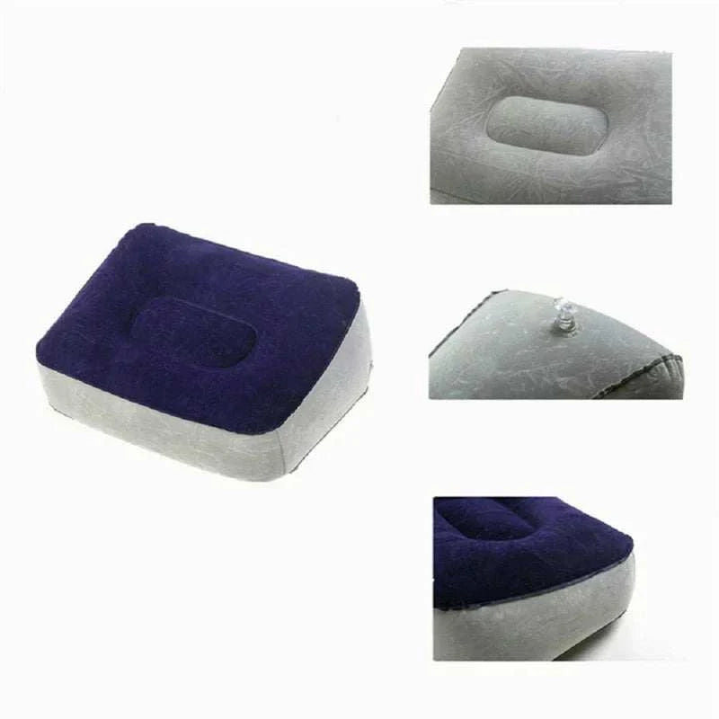 Inflatable wedge pillow for adult games and positions, blue and gray PVC material.