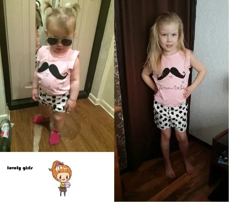 2-5Years Baby Girls Clothing Set Summer Short Sleeve T-shirt with Short Pants Cotton Set for Little Girls Kids Clothes Girls Good Vibrations