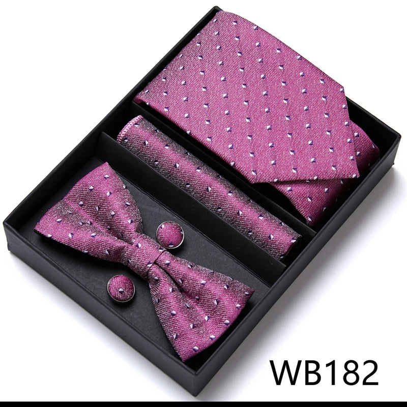 Tie For Men Formal Dress Tuxedo NeckTie Handkerchief Bow Tie Set PlaisyParty Groom Wedding Butterfly Bowtie In Box Good Vibrations