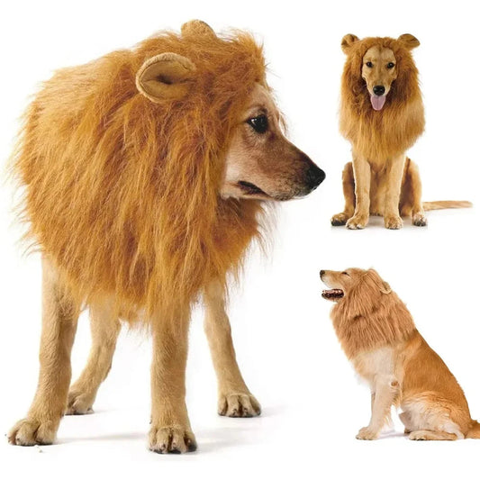 Cute Pet Dog Cosplay Clothes Lion Mane For Dog Costumes Realistic Lion Wig For Medium to Large Dogs With Ear Pet Accessories Good Vibrations