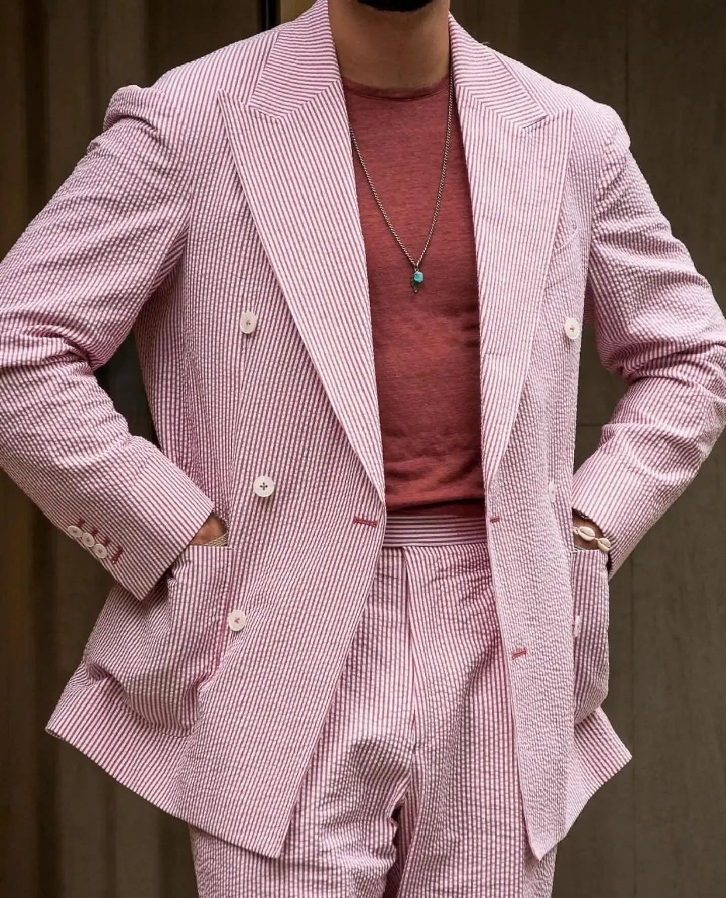 Men's Striped Suit Two Piece Suit Elegant Fashion Suit Business Casual Work Wear Party Dress Men's Commuter Wear Men's Clothing Good Vibrations
