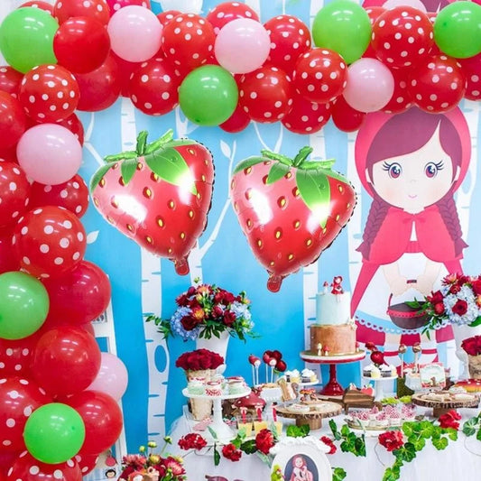 Strawberry Party Decorations for Girls 1st 2nd Birthday Strawberry Balloon Garland Arch Kit Red and White Polka Dot Balloons Good Vibrations