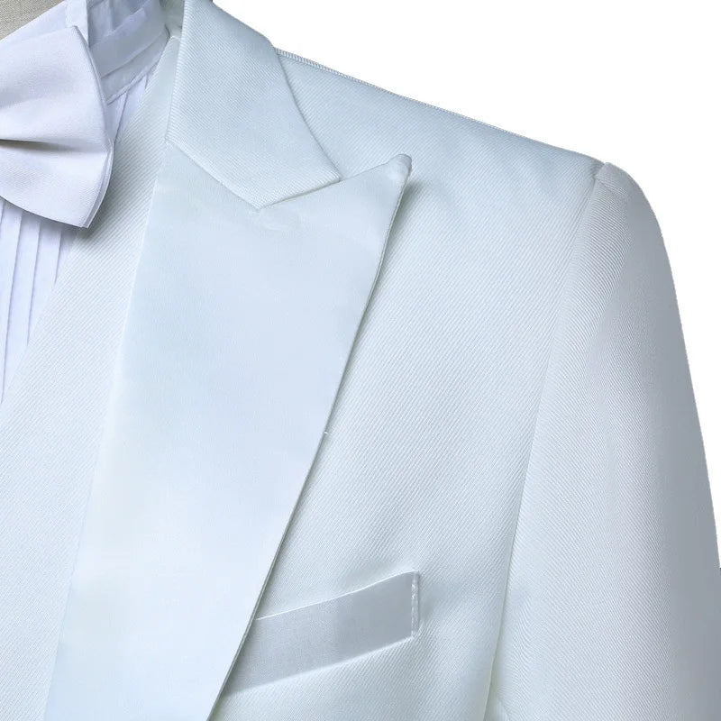 Mens Tuxedo Tailcoat Formal Dress Suits Swallow Tail Coat Navy Blue Male Jacket and Pants Party Wedding Dance Magic Performance Good Vibrations