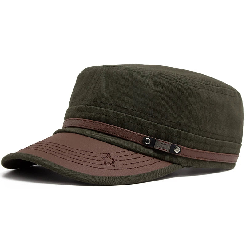 Flat Hat Women Fashion PU Leather Brim Men Baseball Cap Soft Cotton Cloth Casual Visor Trucker Hat Autumn Summer Adjustable Good Vibrations