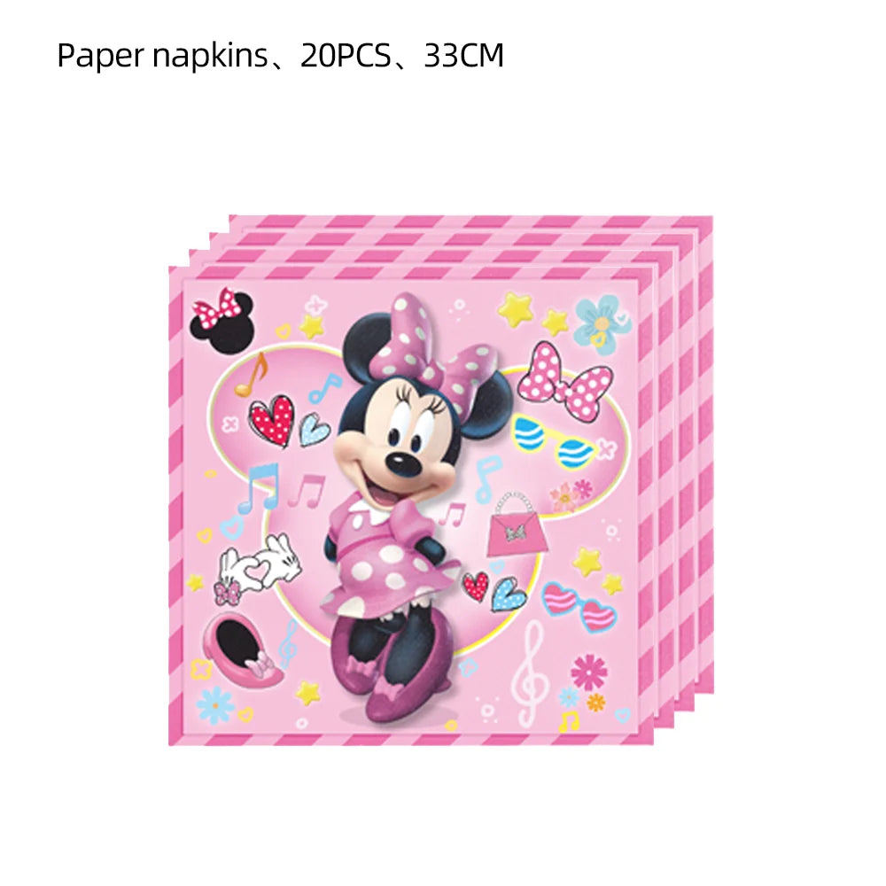Minnie Mouse Birthday Decoration Disposable Cups Plates Tablecloth Cake Latex Balloon Baby Shower Kids Girls Party Supplies Good Vibrations