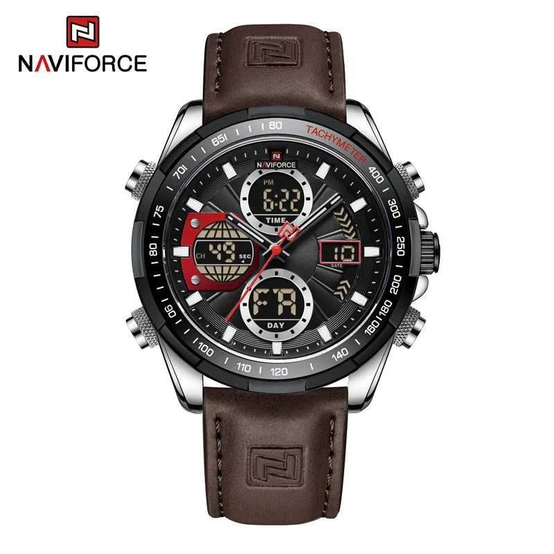 New NAVIFORCE Watches for Men Leather Mens Military Sport Waterproof Watch Quartz WristWatch Chronograph Male Clock Good Vibrations