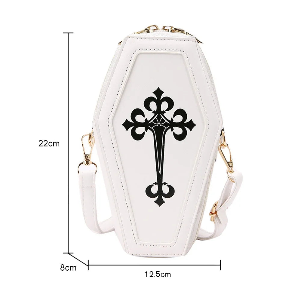 Women Fashion Shoulder Bag Large Capacity Coffin Shaped Casual Satchel Bag Adjustable Strap Spider Web PU Leather Chic Hobo Bag Good Vibrations