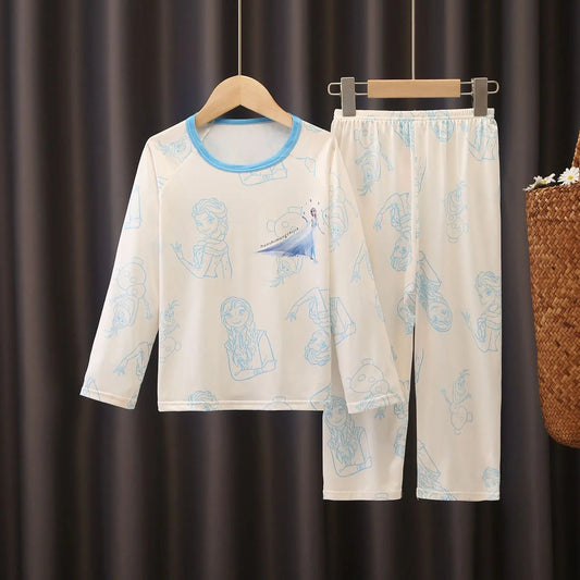 Girls Pajamas Spring Autumn Children Pajamas Long Sleeve Cartoon Kids Sleepwear Robe Children's Clothing Mother Good Vibrations