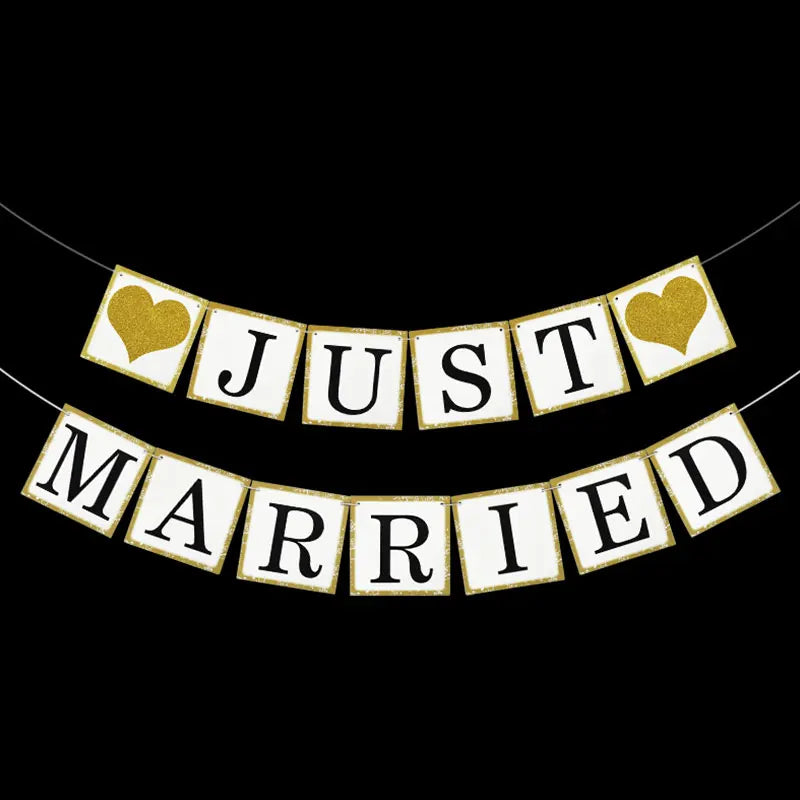 Just Married Photo Booth Frame Props Banner Wedding Decoration Mr Mrs Photobooth Props Latex Balloons Hen Party Bride Groom Good Vibrations