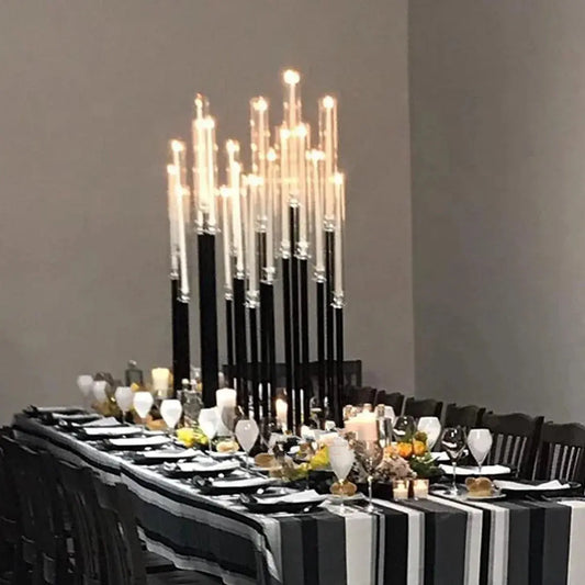 Wedding Table Centerpiece Flower Stand, Acrylic Candle Holder, Party Road Lead, DIY Decoration, 9 Heads Candlesticks, Black, 2 P Good Vibrations