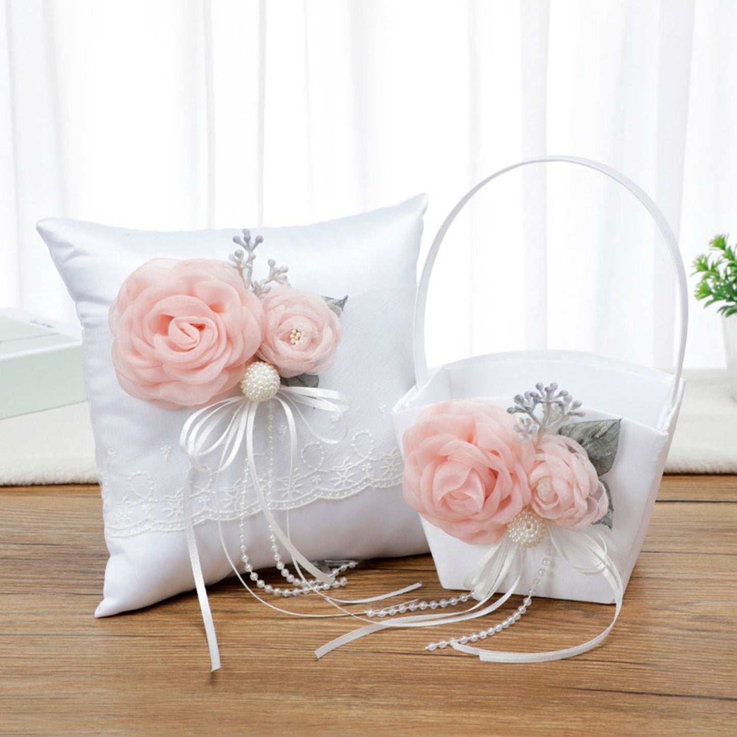 Portable Wedding Flower Basket Home Organizers Ring Pillow Flowerpot With Handle White Romantic Party Decoration Photo Prop Good Vibrations