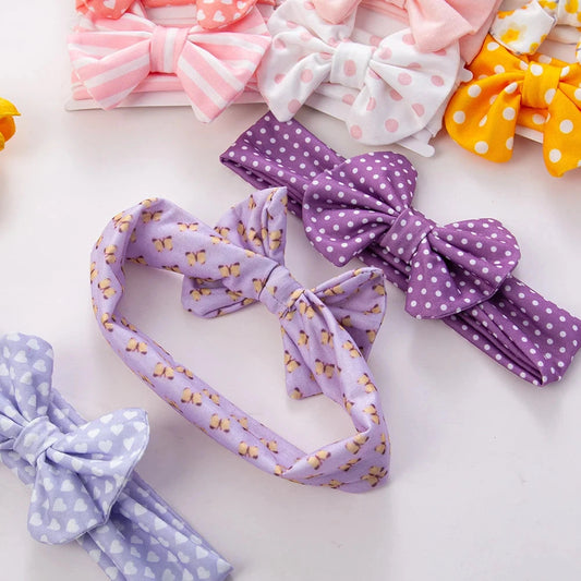 3Pcs/Set Cute Cotton Bows Baby Headbands Newborn Infant Ealstic Hairbands Boys Girsl Dot Striped Flower Print Kids Headwraps Good Vibrations