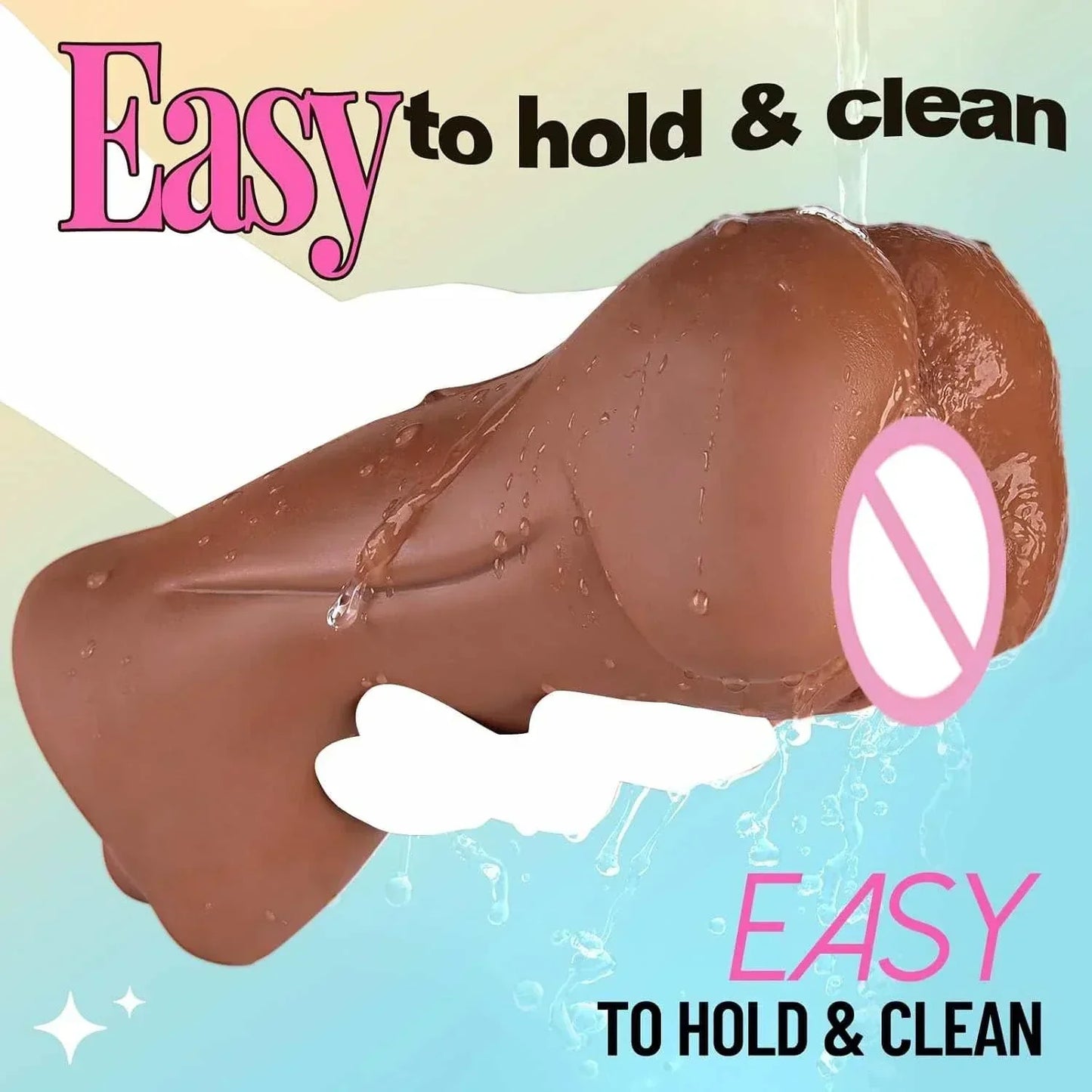 Realistic brown artificial vagina masturbation toy, easy to hold and clean.