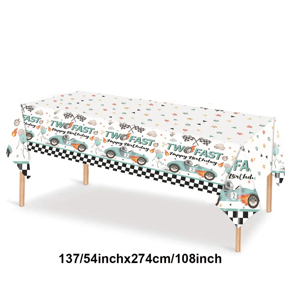 Race Car Party Tableware Plates Napkins Cup Two Fast Birthday Party Supplies Boys Racing Themed Two Years Old Party Decorations Good Vibrations