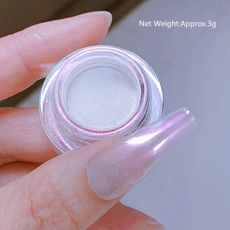 NICOLE DIARY Moonlight Mirror Nail Powder Aurora Silver Glitter Metallic Effect UV Gel Polish Pigment Chrome DIY Nail Decoration Good Vibrations
