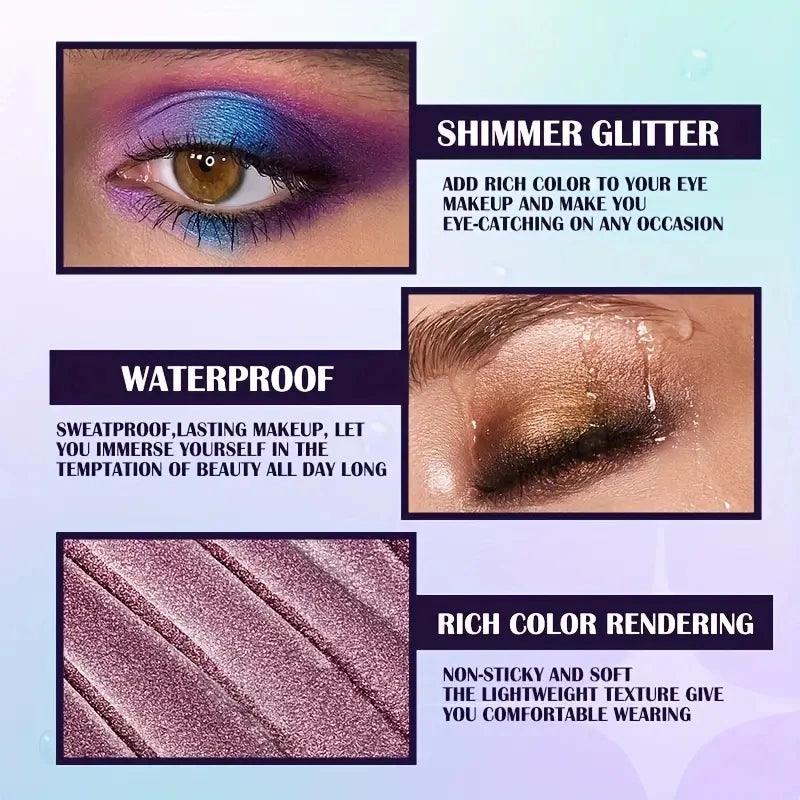 13-Shade Waterproof Liquid Eyeshadow Palette - High Shine  Long-Lasting & Smudge-Proof Makeup Set for Glamourous Looks glitter Good Vibrations