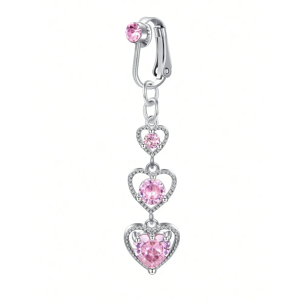 Fake Belly Ring Bell Button Rings Fake Belly Piercing Love Heart Butterfly Dangle Clip On Umbilical Navel Cartilage Earring Clip Good Vibrations Adult Super Store
