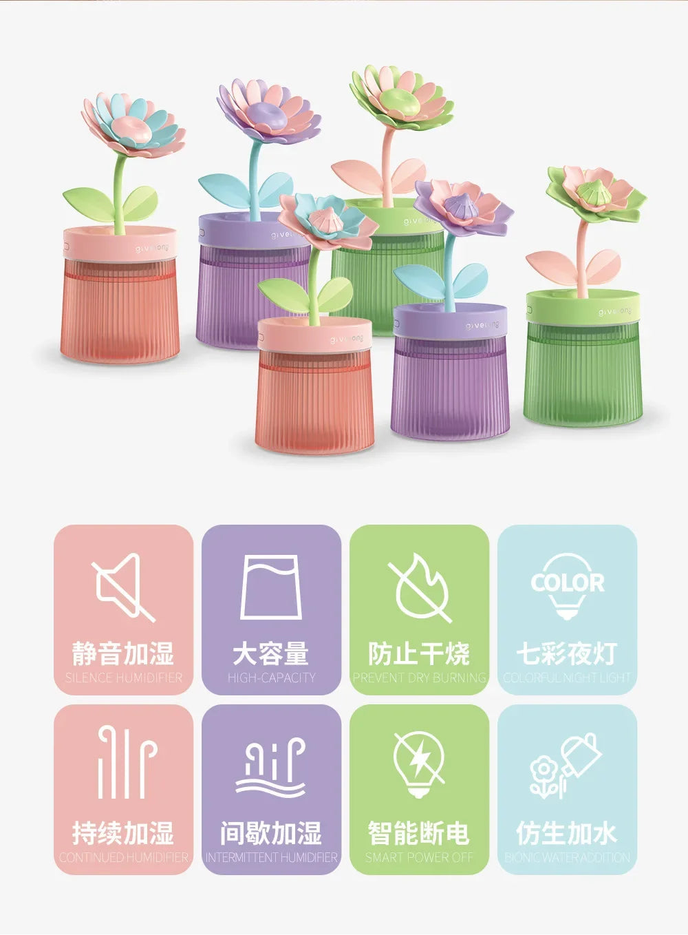 2024 USB Portable Ultrasonic Humidifier - Colorful Cup Aroma Diffuser, Cool Mist Maker, Flower Air Purifier with LED Light Good Vibrations Adult Super Store