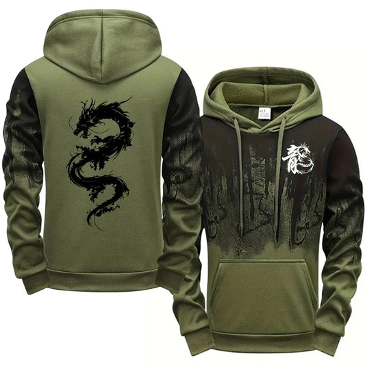 Chinese Dragon Tracksuit Hooded Sweatshirt Sweatpants City Vibe Hoodie 2 Piece Set Autumn Winter Men's Daily Casual Sport Outfit Good Vibrations