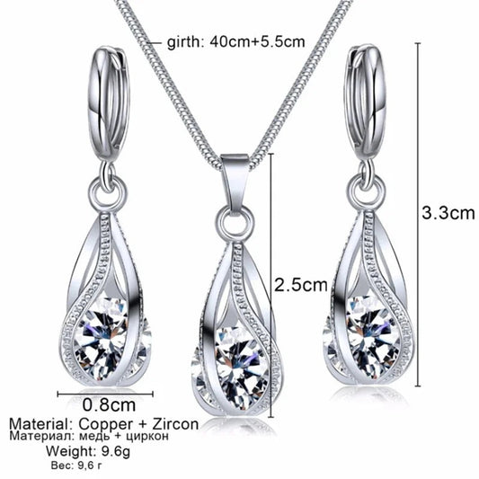 Chic Melody Pendant Necklace & Earrings Set - Glittering Zircon Crystal Jewelry for Women Good Vibrations