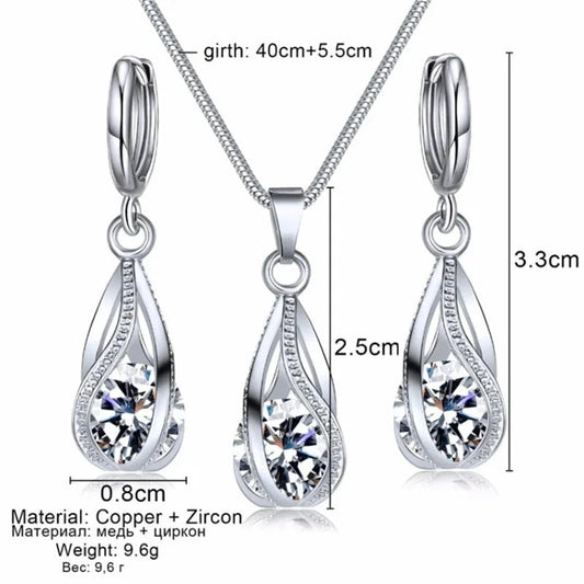 Chic Melody Pendant Necklace & Earrings Set - Glittering Zircon Crystal Jewelry for Women Good Vibrations