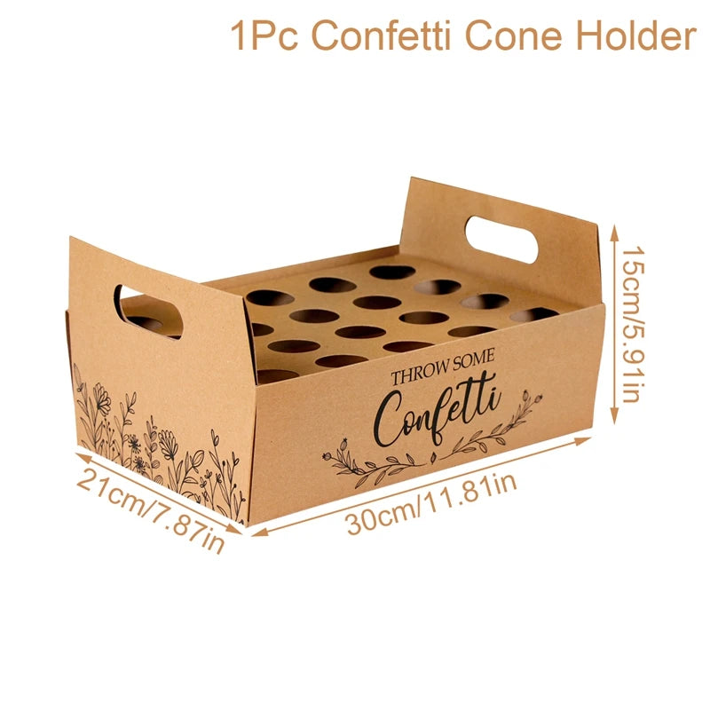 Kraft Paper Wedding Tray Confetti Cone Stand Box Tray Rustic Wedding Decoration Wedding Confetti Cones Wedding Cones Set supply Good Vibrations