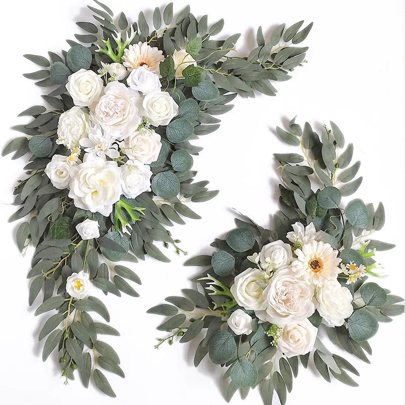Yannew Burnt Orange Rustic Wedding Arch Flowers White Swag Drape Kit for Wedding Ceremony Reception Backdrop Floral Decoration Good Vibrations