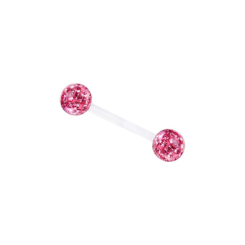 14g 1.6mm Acrylic Flexible 16/19/22/38mm Tongue Bar 6mm Epoxy Coved Crystal Double Ball Nipple Ring Barbell Piercing Good Vibrations Adult Super Store