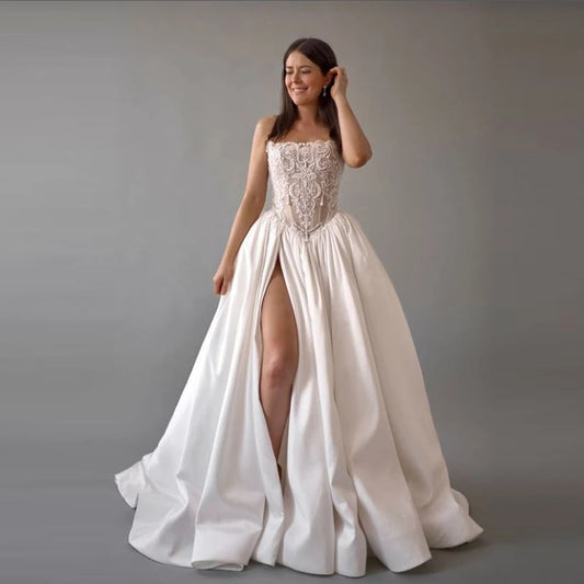 2025 Elegant Women Wedding Dresses Sexy Sleeveless A-Line Gowns Mopping Length Engagement Banquet Vestidos De Novias Customized Good Vibrations