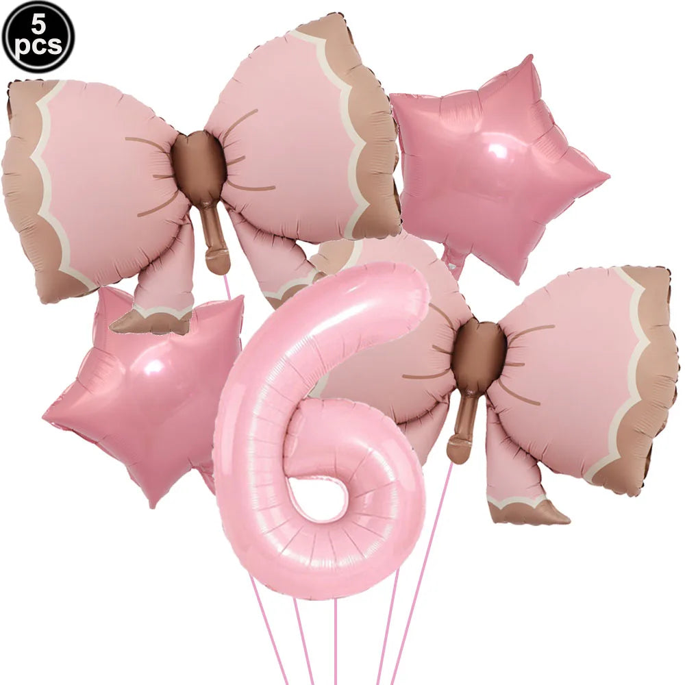 Pink Bow Birthday Party Supplies Disposable Bow Themed Tableware Set Engagement Wedding Girls Birthday Bachelorette Party Decor