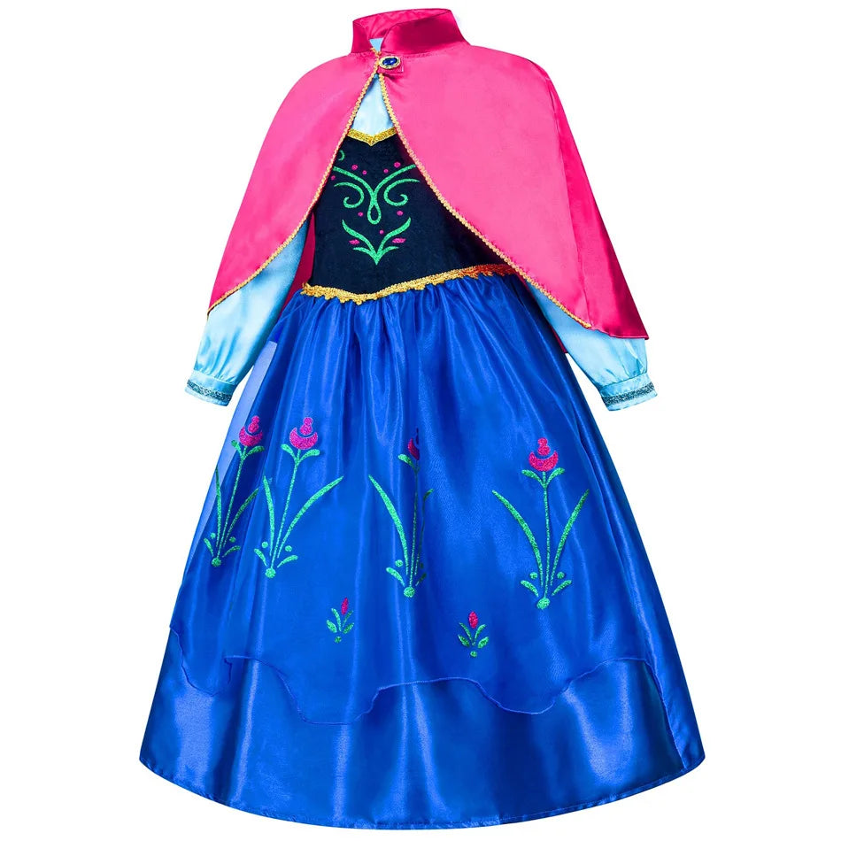 Disney Kids Princess Costume Elsa Anna Halloween Dress Girl Jasmine Moana Dinner Dress Rapunzel Mermaid Pageant Disguise 3-10Y Good Vibrations