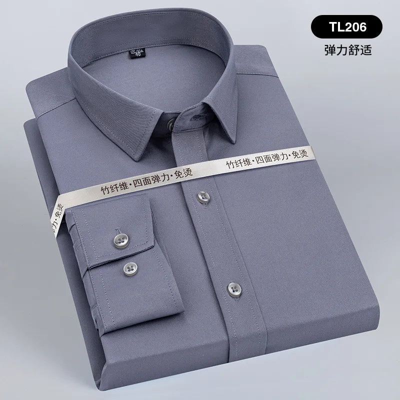 Men's long sleeved shirt formal spring and summer thin business leisure high-quality non-ironing breathable work clothes Good Vibrations
