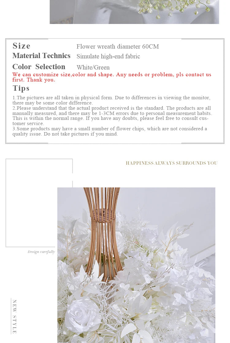 Artificial flowers Wreath Wedding Decoration Table Frame decor Floral Centerpiece Flower Backdrop Arrangement Flower Row Good Vibrations
