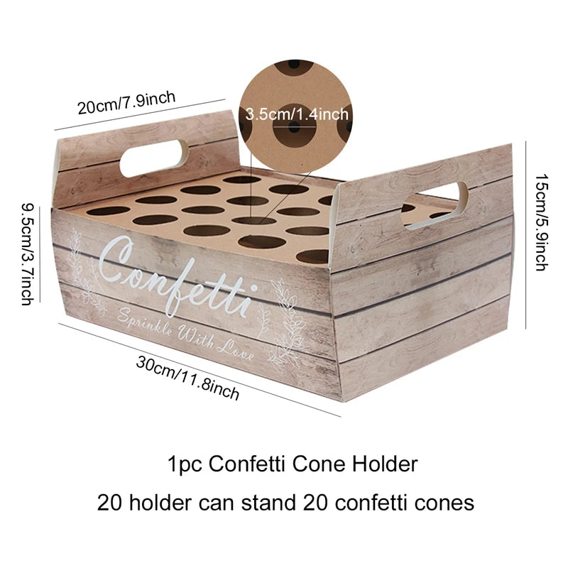 Wedding Tray Confetti Cone Stand Box Kraft Paper Tray Rustic Wedding Decoration Wedding Confetti Cones Cones Wedding Set supply Good Vibrations