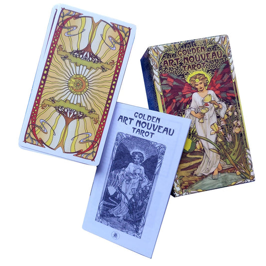 12x7cm Golden Art Nouveau Divination Tarot Cards.tarot Cards for Beginners .English, Spanish, French, Italian and Portuguese. Good Vibrations