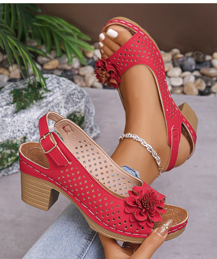 Women's Sandals Sweet Heels Sandals Summer Woman Shoes Fashion Heeled Sandalias Mujer Elegant Shoes Summer Footwear Women 2025 Good Vibrations