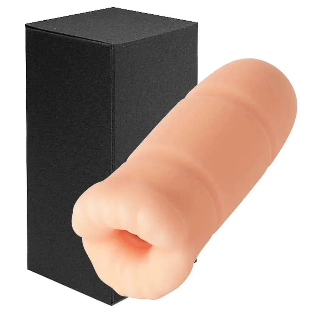 Men's automatic oral sex toy with realistic texture and discreet packaging.