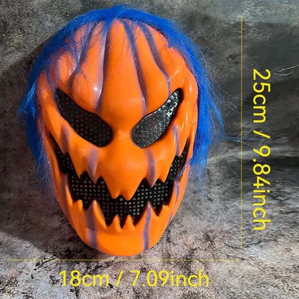 Realistic Halloween Pumpkin Mask Creativity Orange Pumpkin Full Face Mask Funny Elastic Scary Ghost Headgear Good Vibrations