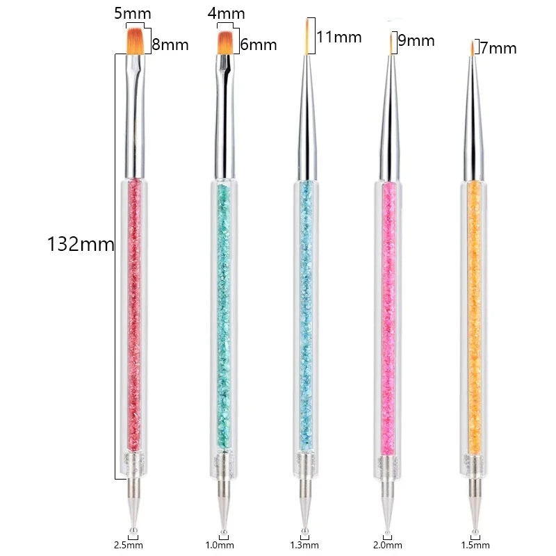 5Pc Nails Art Dotting Pen Acrylic Drawing Liner Supplies Brush Rhinestone Gems Picker UV Gel Painting Manicure Accessoires Tools Good Vibrations