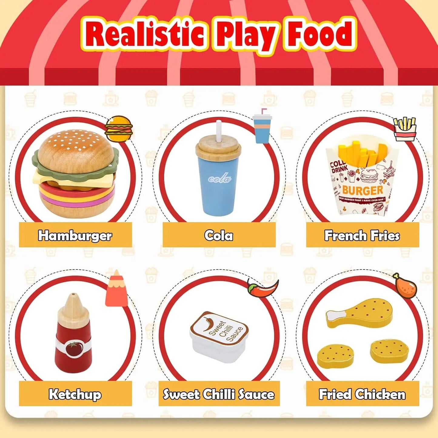 Wooden Play Food Toy Pretend Play Kitchen Accessories Fast Food Hamburger Set Early Educational Montessori Toys For Kids Gifts Good Vibrations