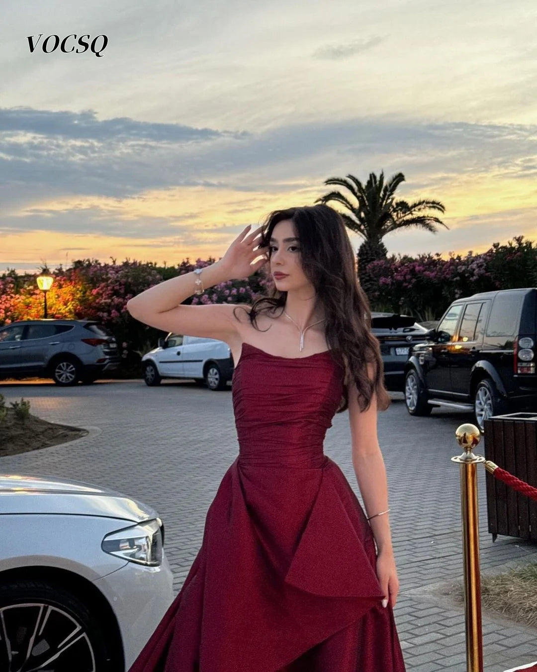 Women's Prom Dresses Off Shoulder Burgundy Satin A Line Prom Dresses Party Dresses 2025 فساتين للمناسبات الخاصة Customized Good Vibrations