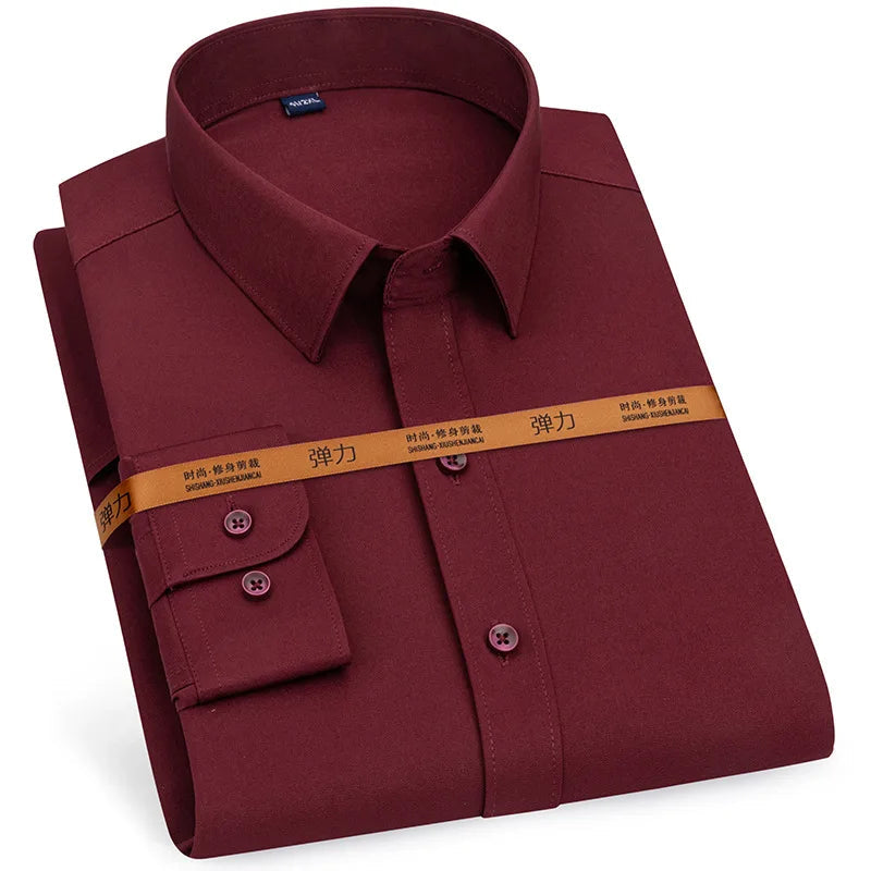 Men's long sleeved shirt formal spring and summer thin business leisure high-quality non-ironing breathable work clothes Good Vibrations