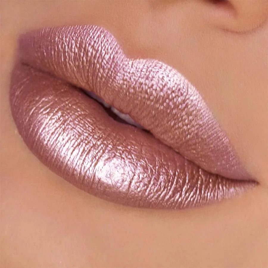 1PC Metallic Lipstick Longlasting Glitter Lip Glaze Waterproof Moisturize Red Luminous liptint Shimmer Shiny Lipgloss Makeup Good Vibrations