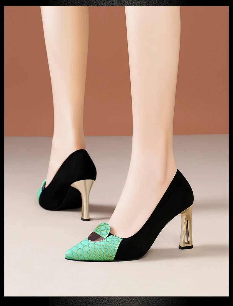 Sexy Fashion Style Women's Heeled Shoes Pointed Tip High Heels One Kick Retro Women Shoes Suede 2025 New Spring Zapatos De Mujer Good Vibrations