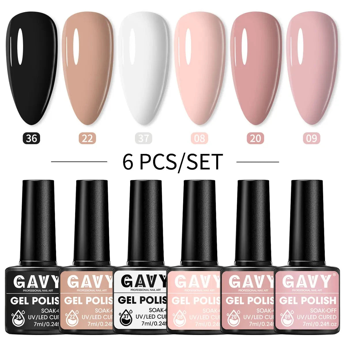GAVY 6-piece quick-drying nail polish set, with high glossiness, perfect for DIY manicures at home or in the salon. Good Vibrations