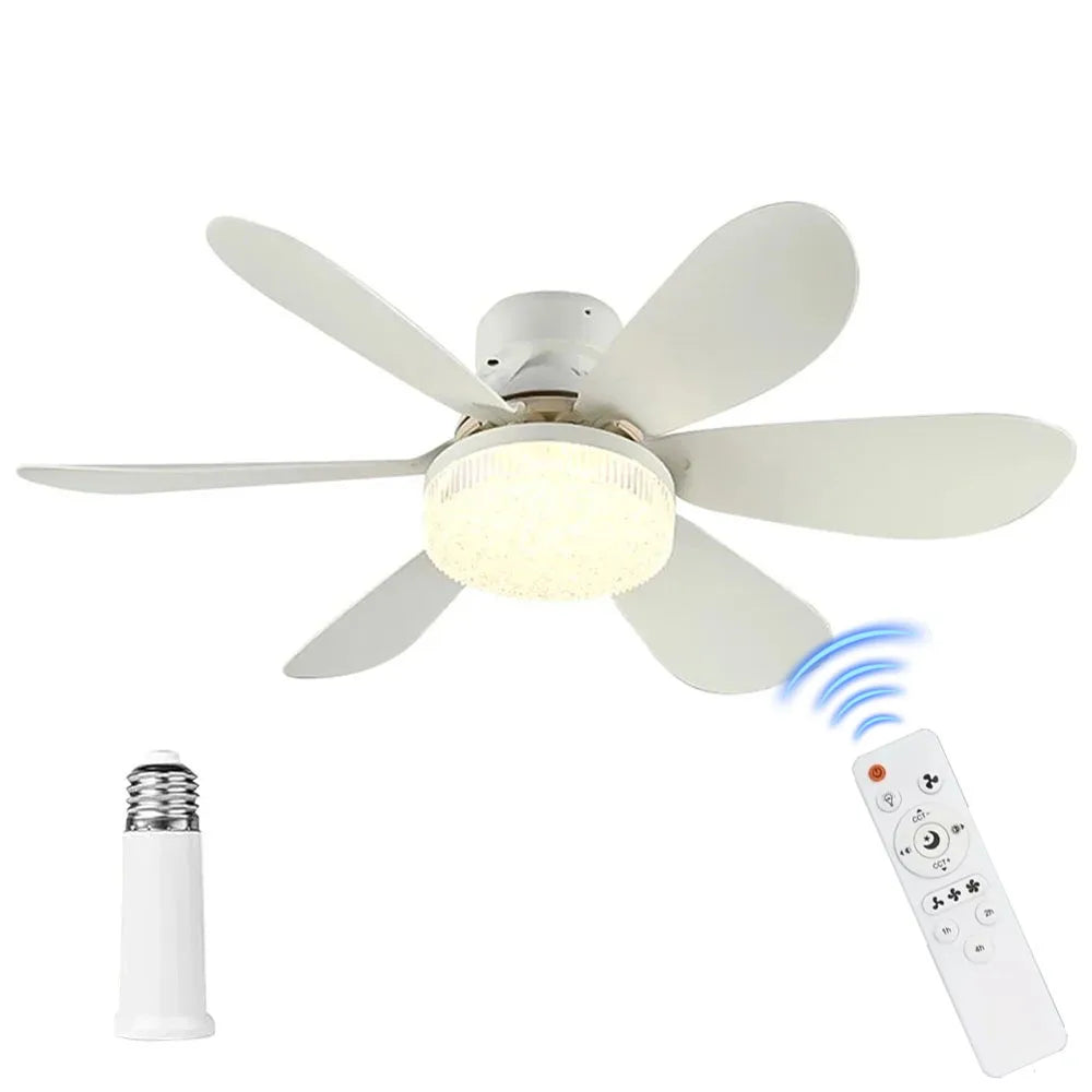 Socket Fan Light Ceiling Fans with Lights and Remote Control,Dimmable LED Ceiling Fan for Room,Bedroom,Living Room,Garage,Kitche