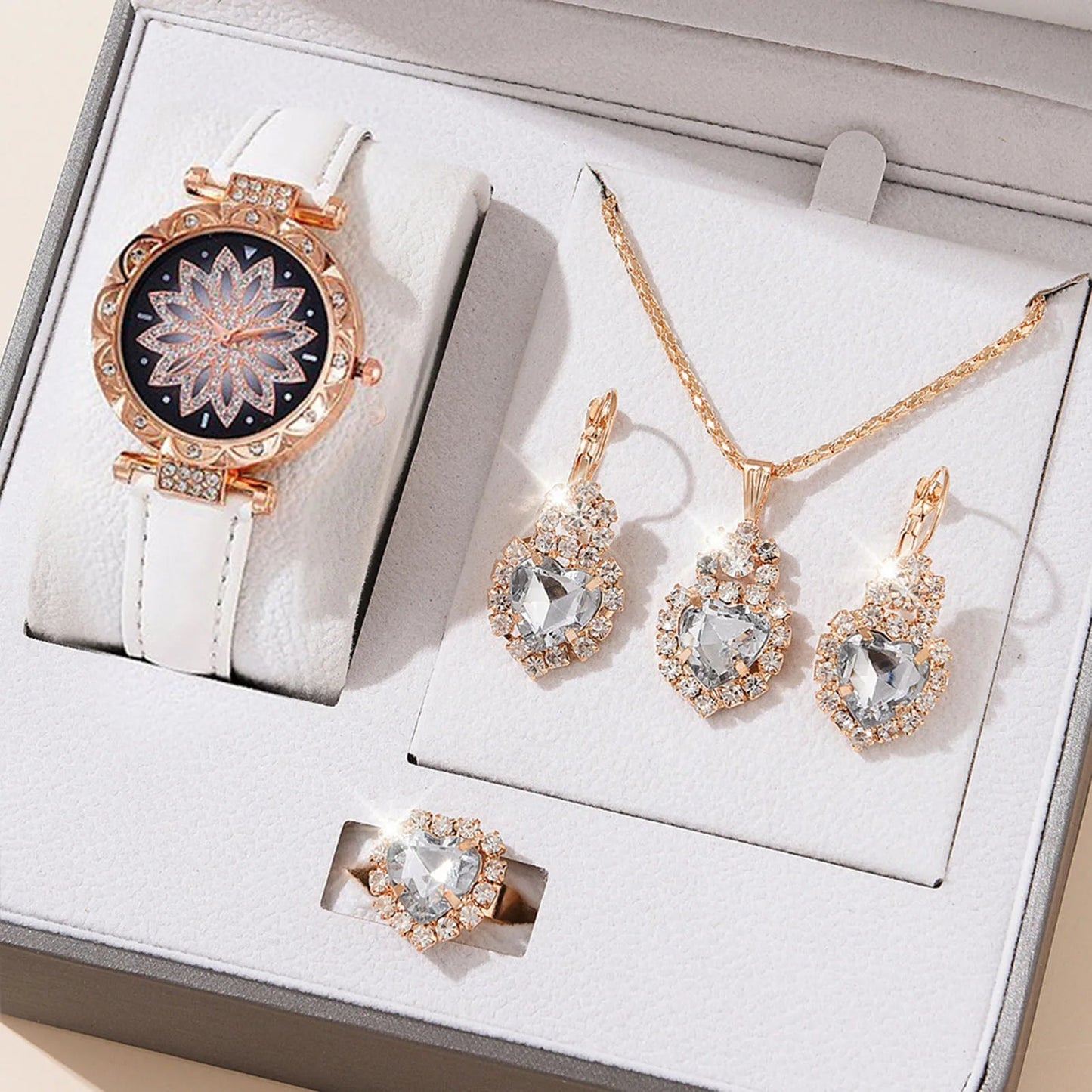 Watches Sets Gifts for Women Crystal Bling Wristwatch Jewelry Kit Gift for Mom Wife Girlfriend Good Vibrations Adult Super Store