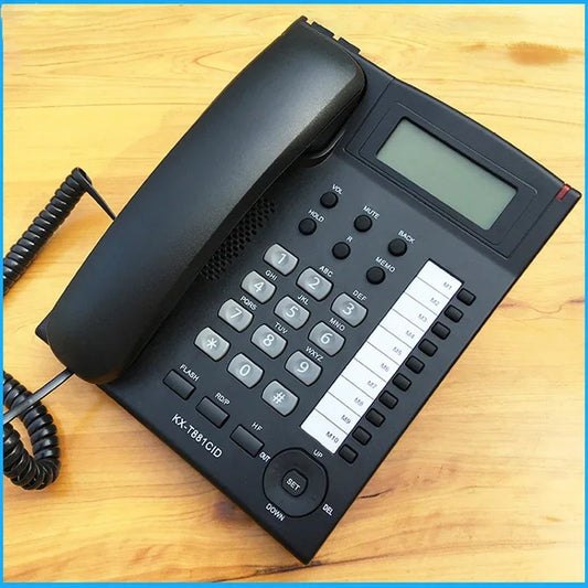 Desktop Corded Telephone, Wired Landline Phone for Home/Hotel/Office, Handsfree, with Blue Backlit, Caller ID, in English Good Vibrations
