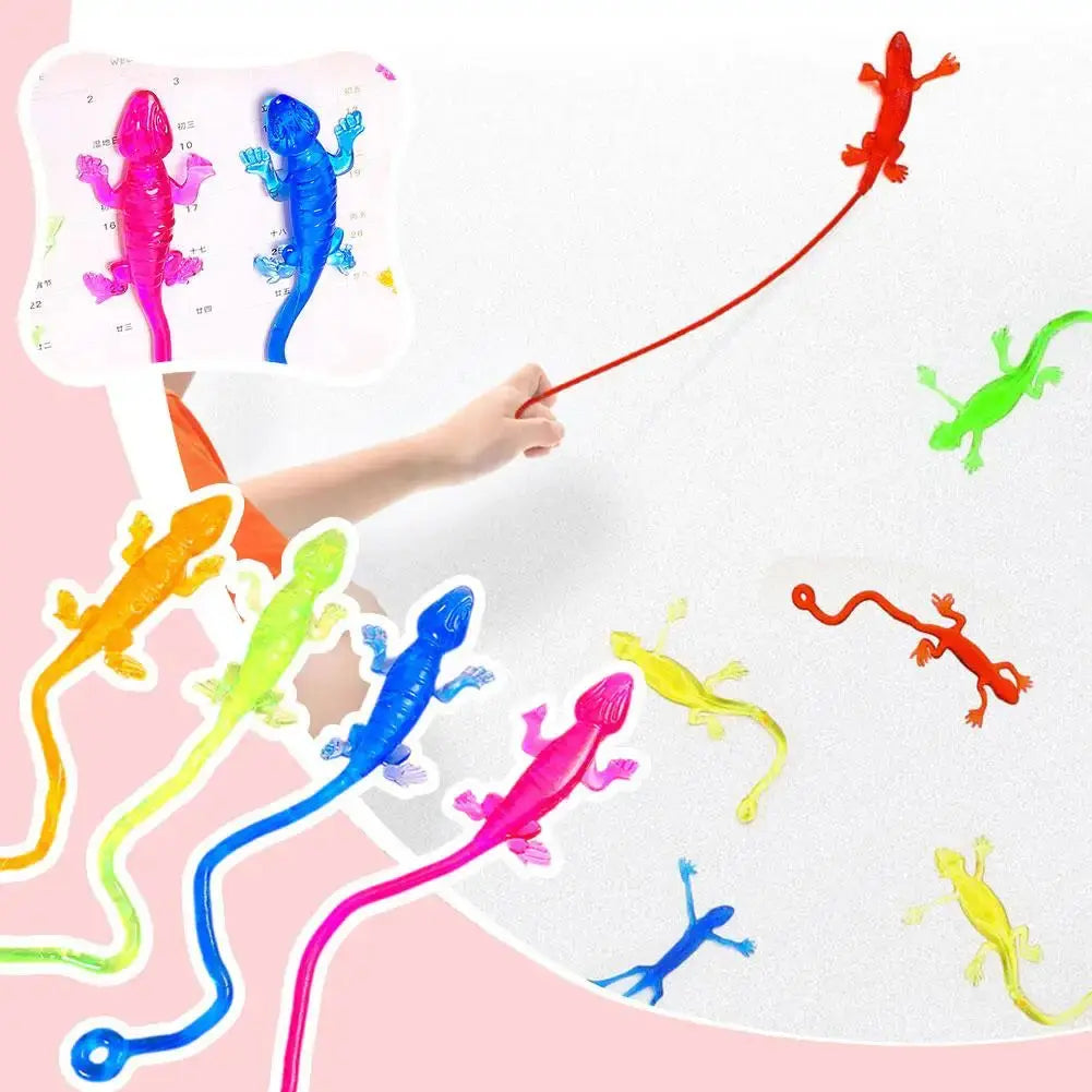 1-10X Colorful Lizard Retractable Sticky Gadget Toys For Kids Birthday Party Favors Pinata Fillers Halloween Gift Pinata Filler Good Vibrations